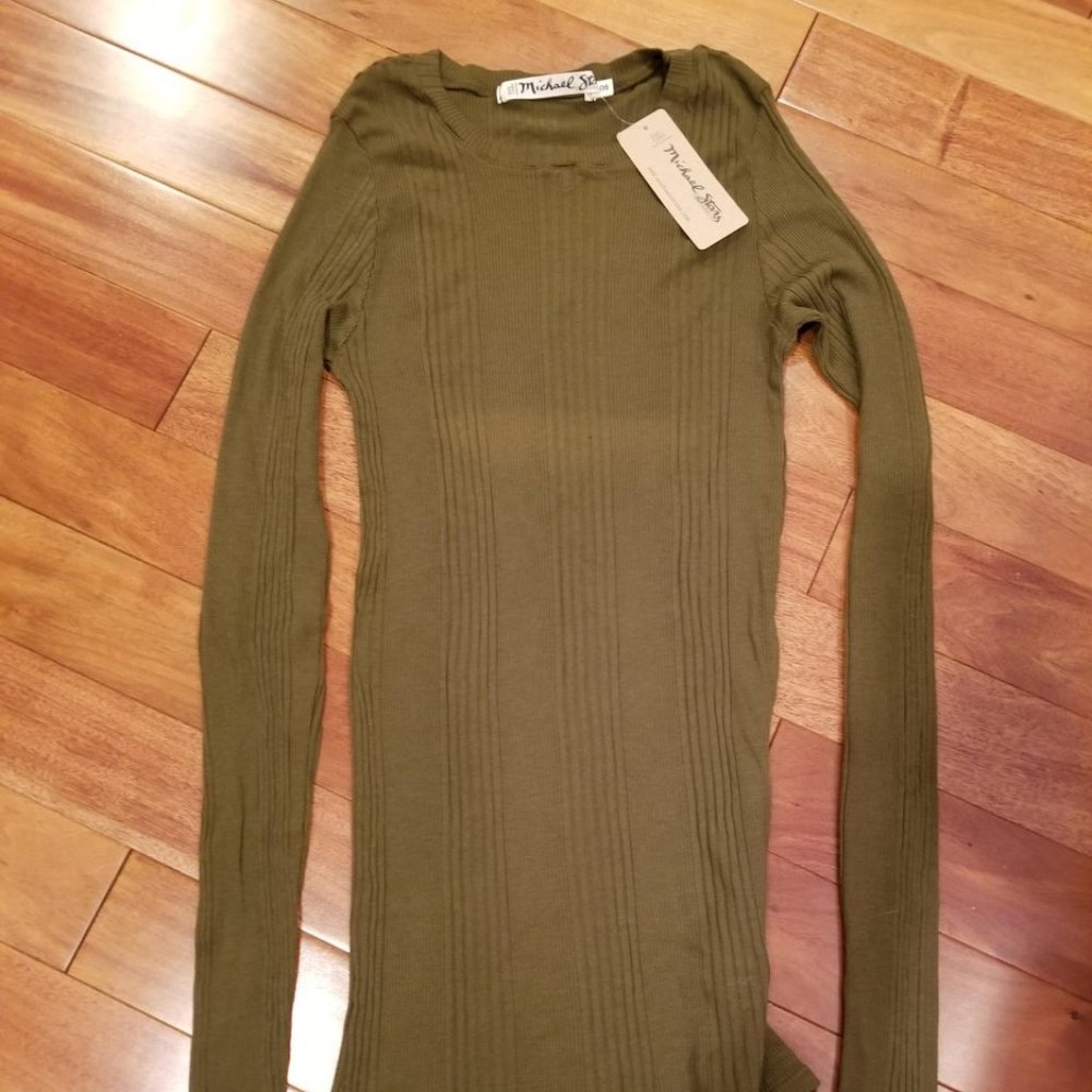 NEW Michael Stars top size OS olive long sleeve